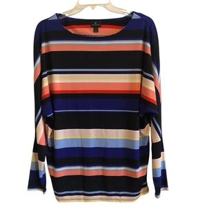 Worthington Colorful Striped Long Sleeve Top
